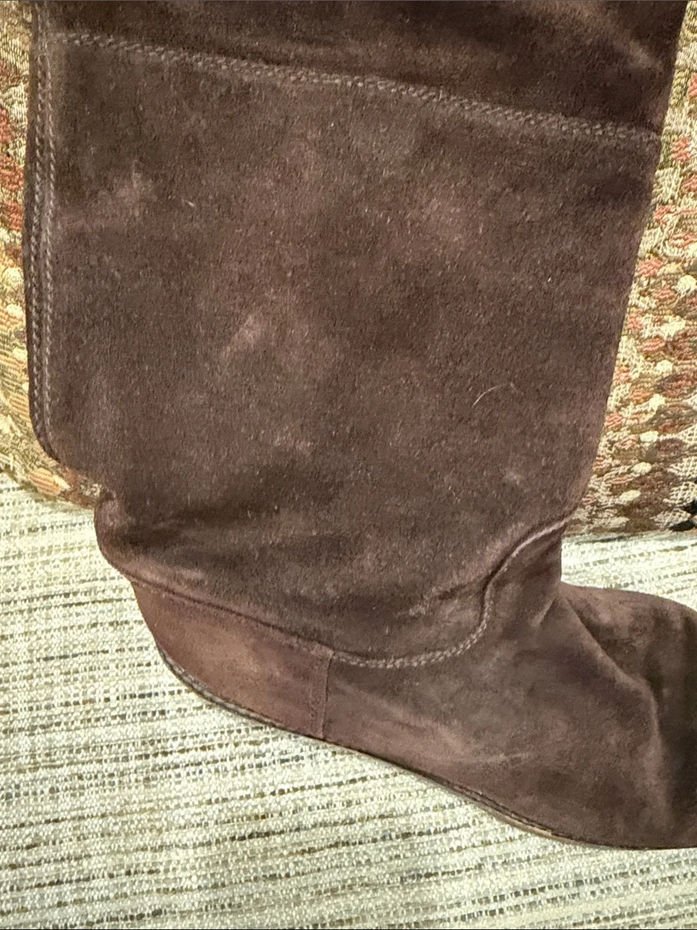 Chanel Women's Tall Suede Boots in Dark Brown Size 40